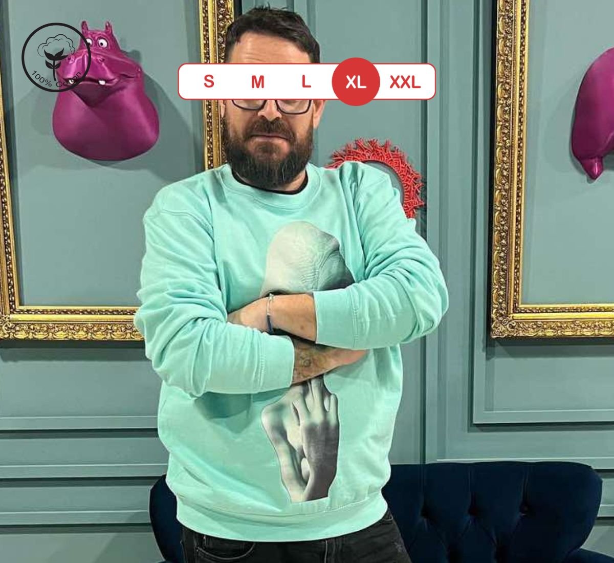 Alien Friendly Invasion | Μακρυμάνικη Μπλούζα Κυανό, XL