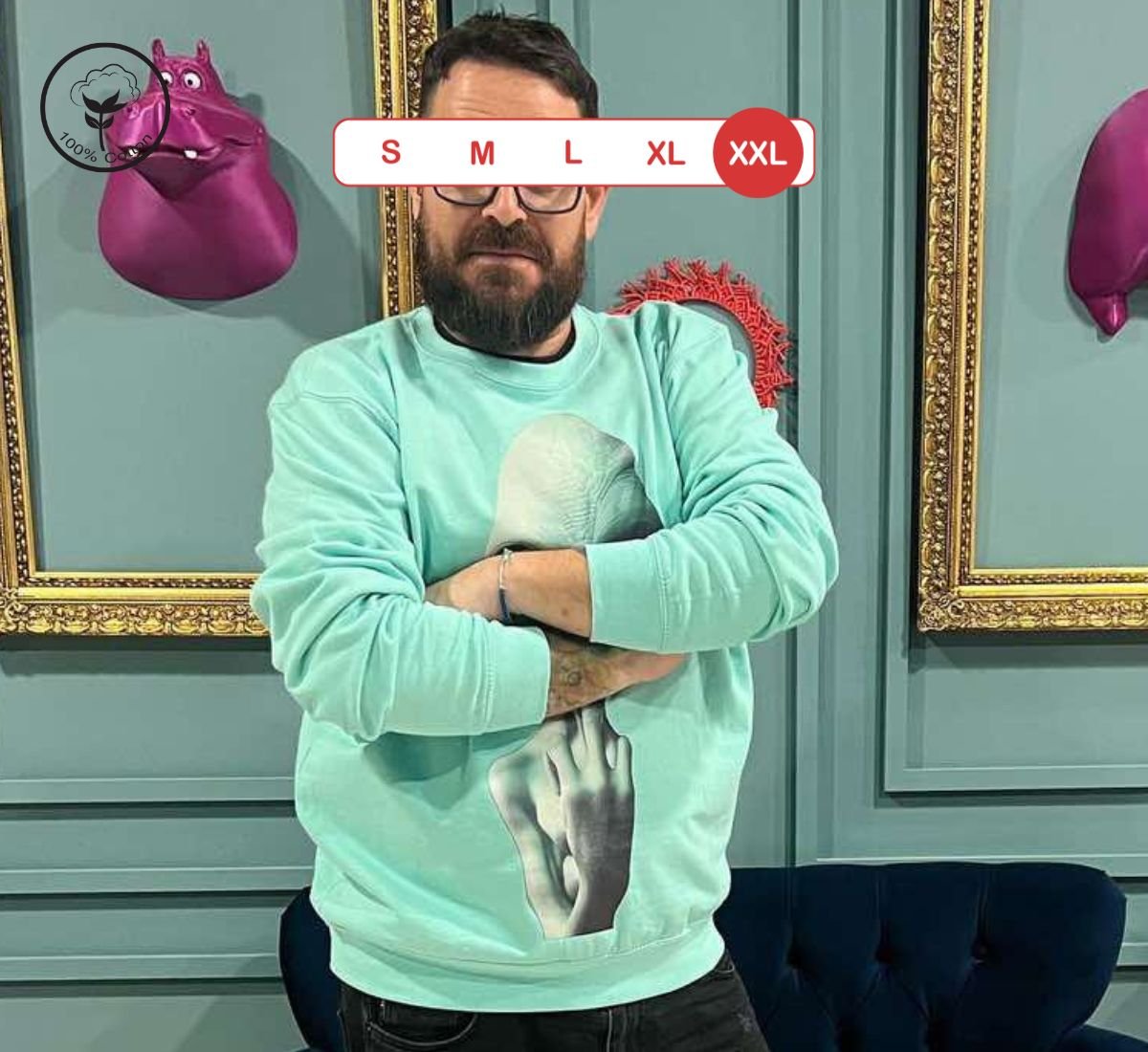 Alien Friendly Invasion | Μακρυμάνικη Μπλούζα Κυανό, 2XL