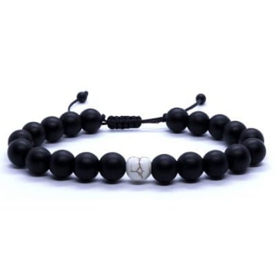Βραχιόλια Ημιπολύτιμων Λίθων Από Όνυχα Και Χαολίτη Βραχιόλι Μαύρο Ματ Όνυχας
