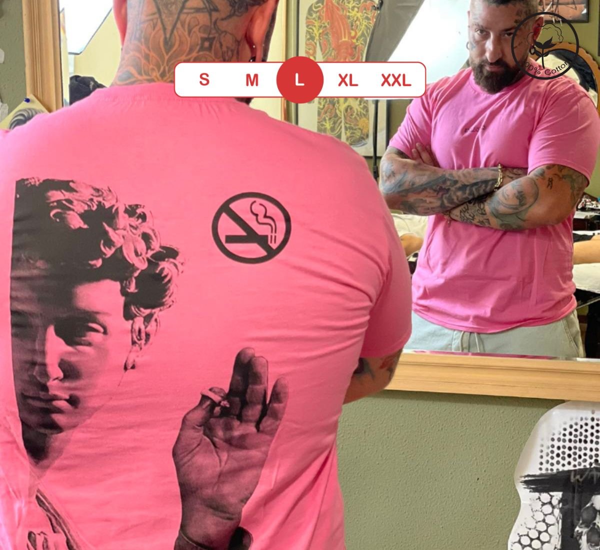 Forbidden Statue - No Smoking | T-shirt Ρόζ, L