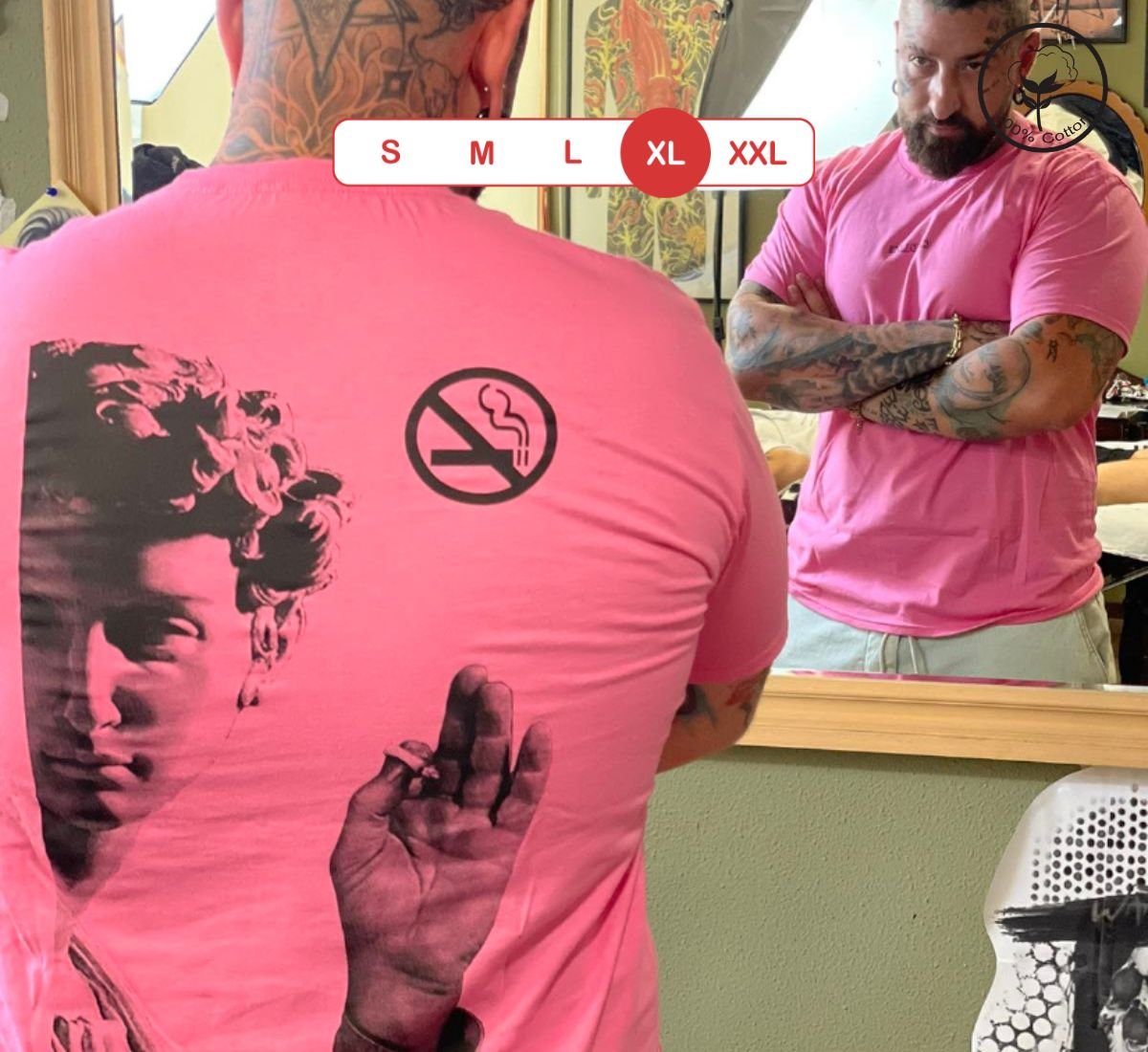 Forbidden Statue - No Smoking | T-shirt Ρόζ, XL