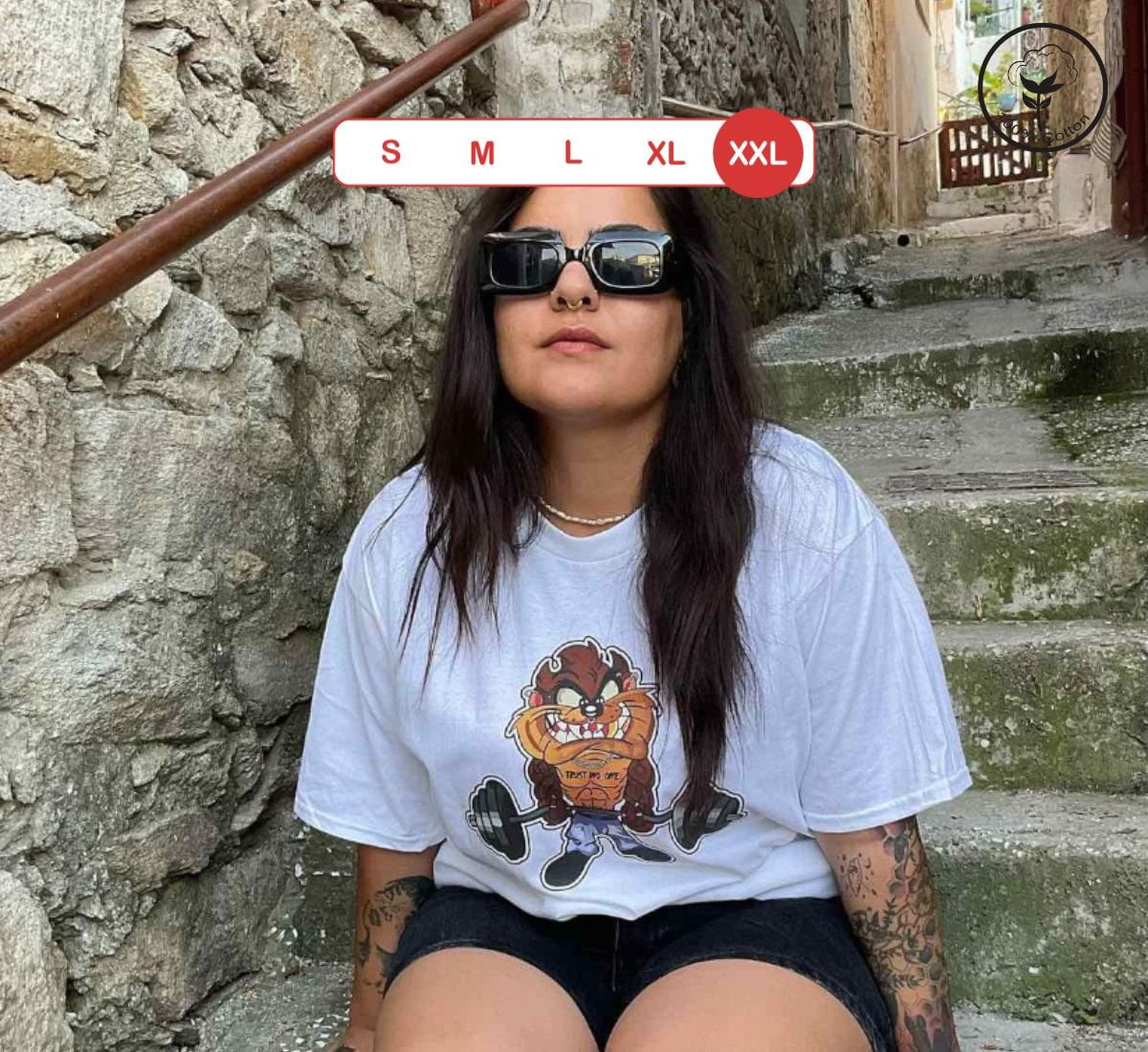 Muscular Devil Taz | T-shirt Άσπρο, 2XL