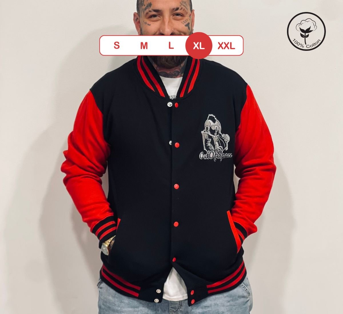 Out Of Space - Punk Astronaut | Ζακέτα Μαύρο-Κόκκινο, XL