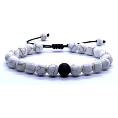 Βραχιόλια Ημιπολύτιμων Λίθων Από Όνυχα Και Χαολίτη Βραχιόλι Άσπρος Χαολίτης