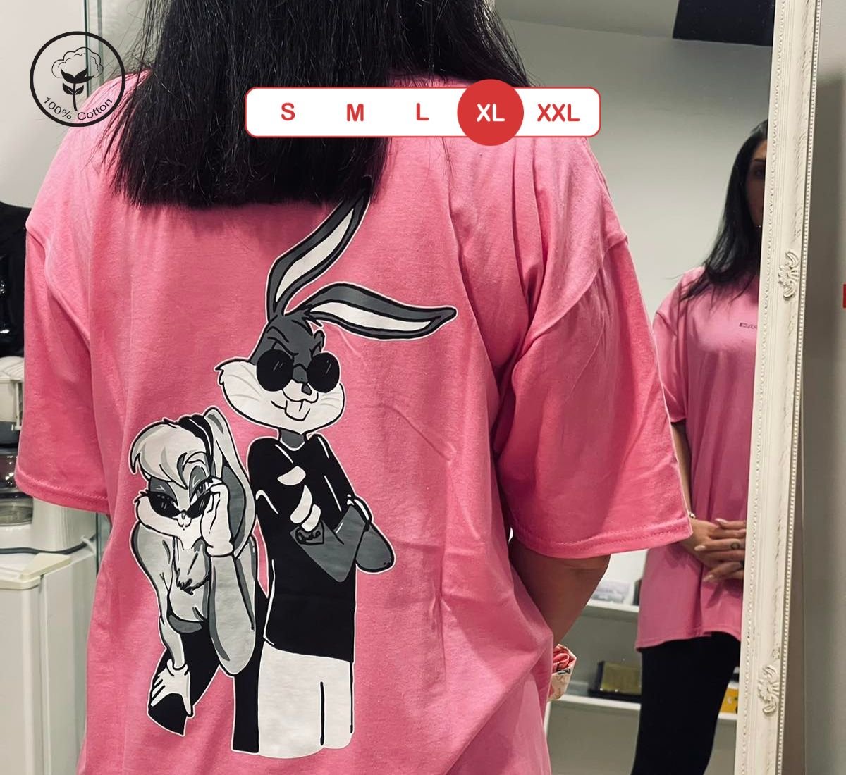 Cartoon Couple Goals - Bugs Bunny and His Bunny | T-shirt Ρόζ, XL